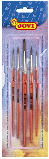 JOVI Water Color Brushes Asstd. Sizes 0,4,6,8,12  5pc Blister - Al Masam Stationery LLC